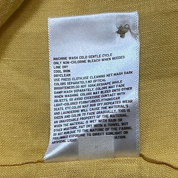 UniQlo Women's Linen Button Down Shirt Size XL Collared Cuff Sleeve Yellow - Picture 7 of 7